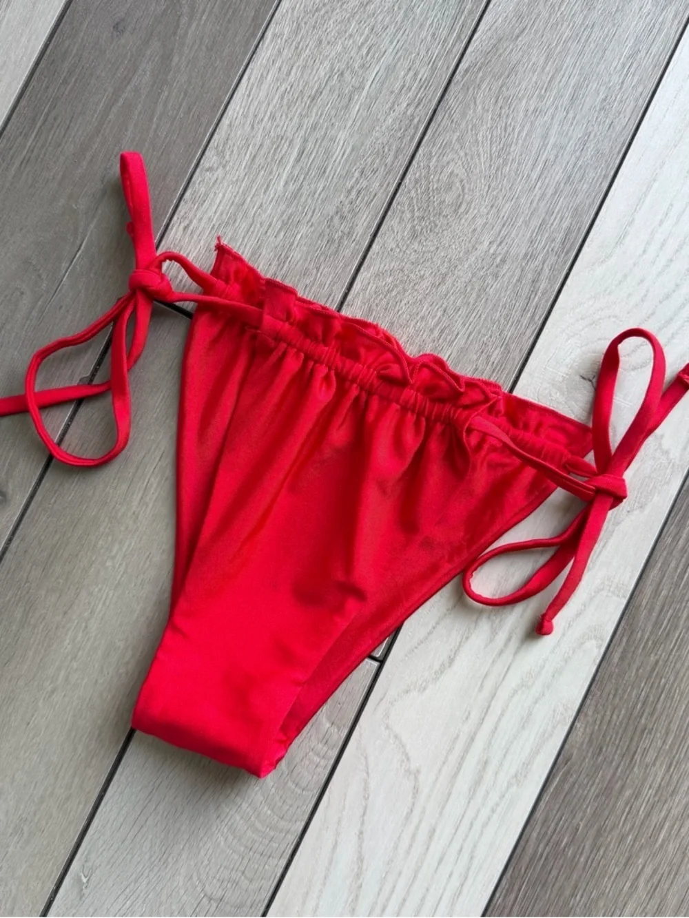 SEAMOLLY Red Tie-Side Bikini Bottom